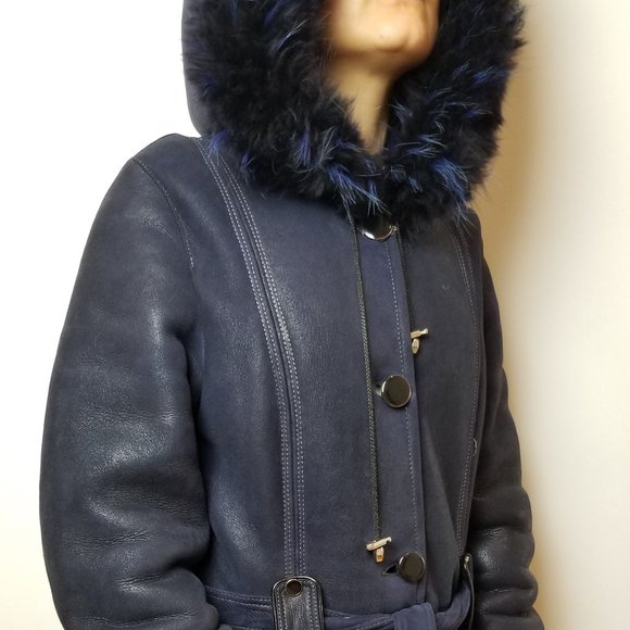 RARE Temer Genuine Leather LongCoat FoxFur - Picture 1 of 10